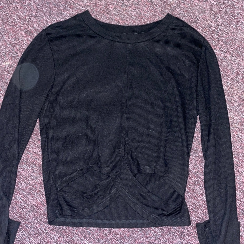 black long sleeve with slits in the front